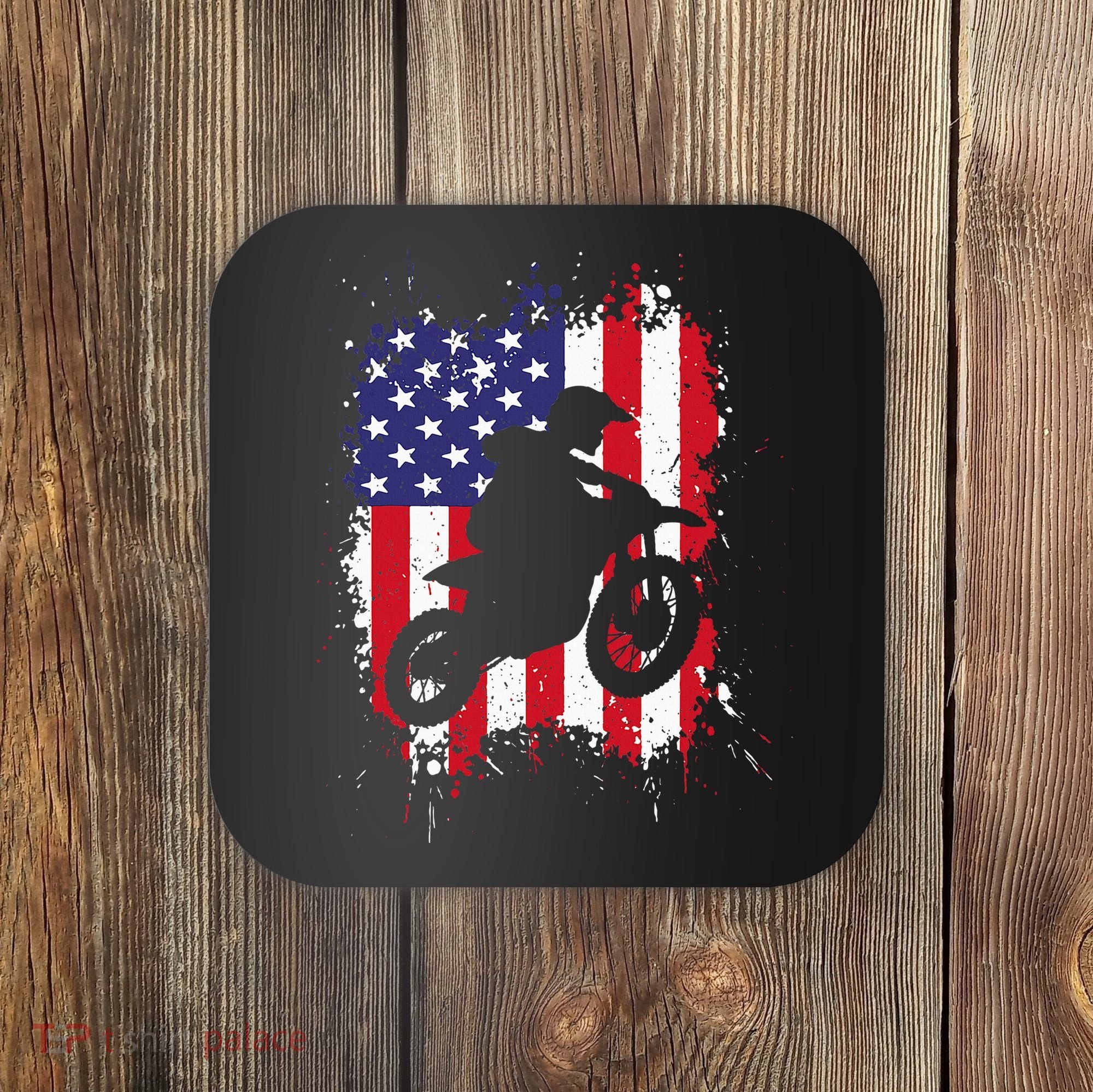 Best Dirt Bike Dirtbike Racing Us Flag Biker Coaster