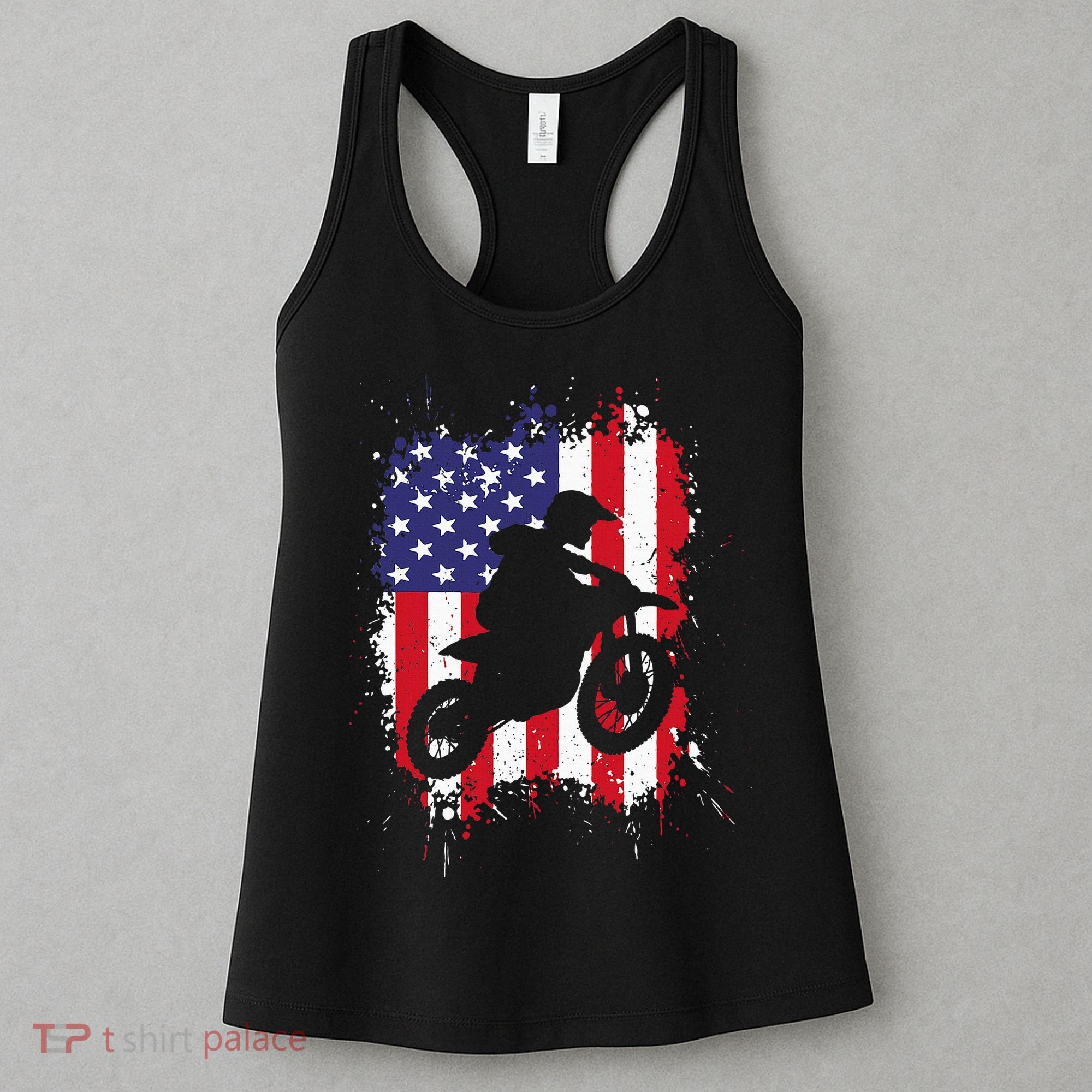 Best Dirt Bike Dirtbike Racing Us Flag Biker Women's Tank Top