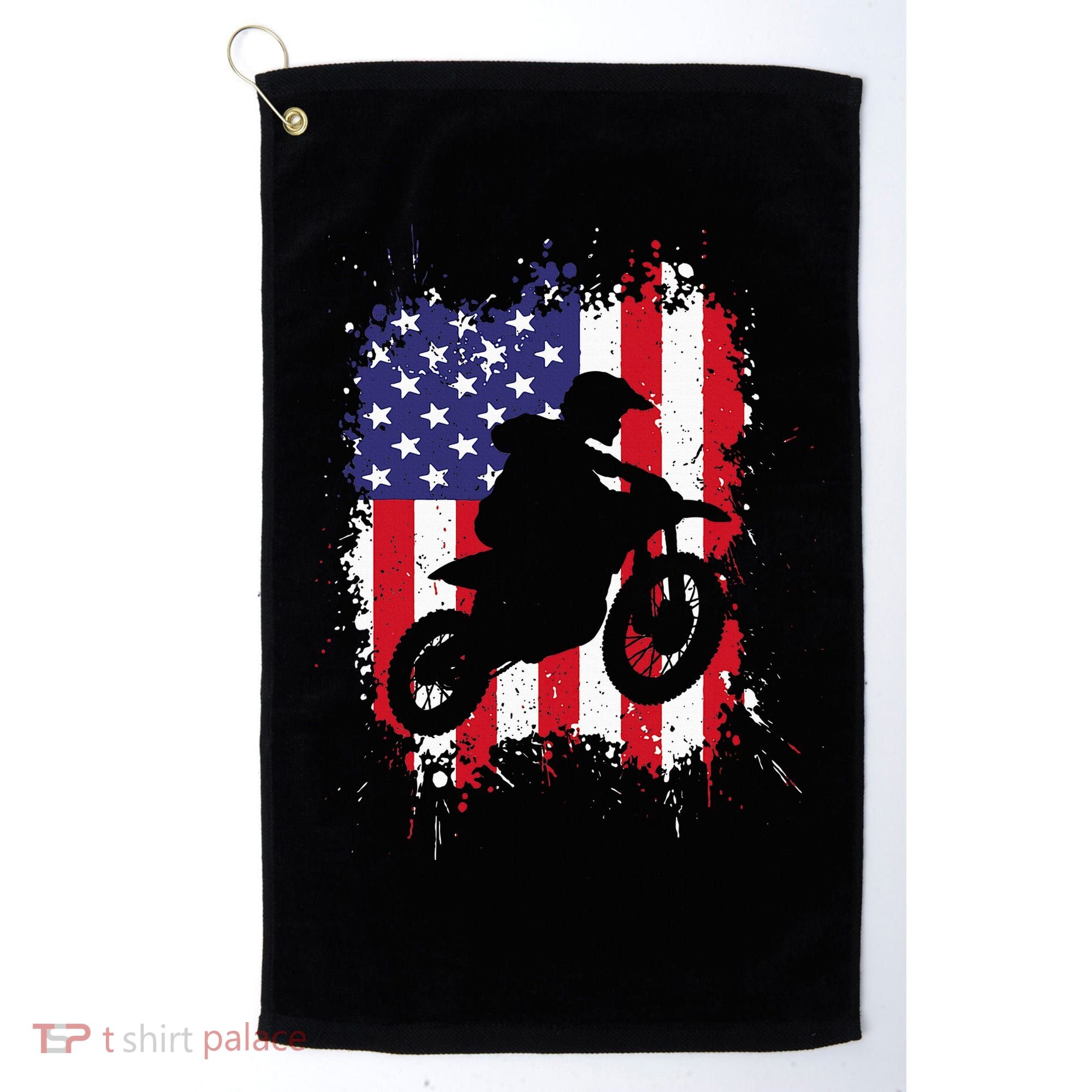 Best Dirt Bike Dirtbike Racing Us Flag Biker Golf Towel