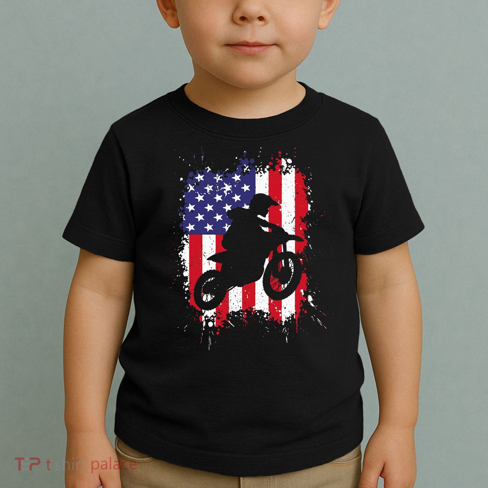 Best Dirt Bike Dirtbike Racing Us Flag Biker Toddler T-Shirt