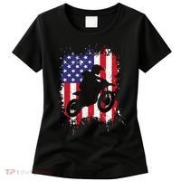 Best Dirt Bike Dirtbike Racing Us Flag Biker Women's T-Shirt thumb 0