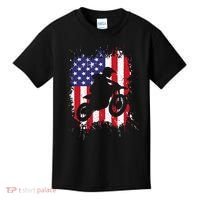 Best Dirt Bike Dirtbike Racing Us Flag Biker Kids T-Shirt thumb 0