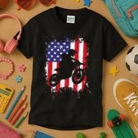 Best Dirt Bike Dirtbike Racing Us Flag Biker Kids T-Shirt thumb 3