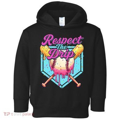 Baseball Drip Boy Home Plate Sports Respect The Drip  Toddler Hoodie