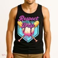Baseball Drip Boy Home Plate Sports Respect The Drip  Tank Top thumb 3