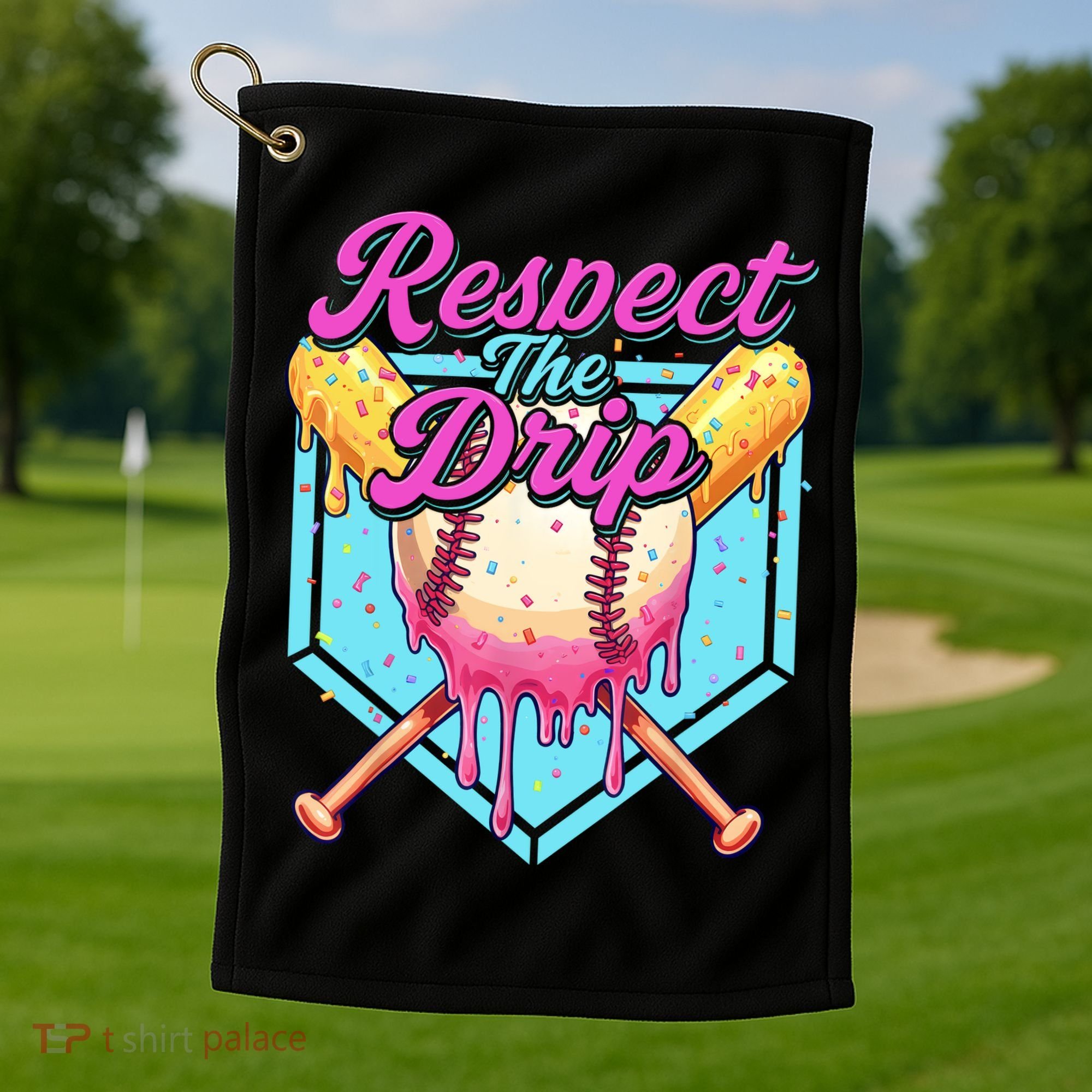 Baseball Drip Boy Home Plate Sports Respect The Drip  Golf Towel