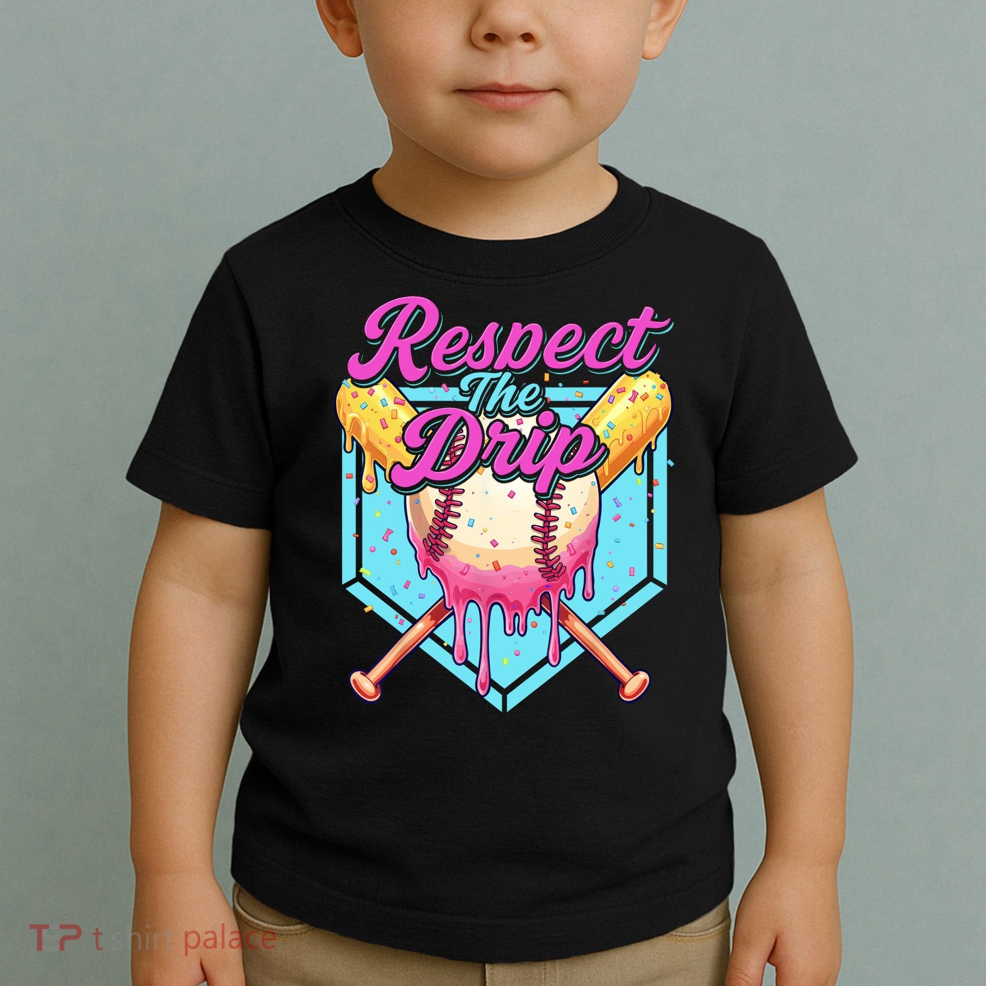 Baseball Drip Boy Home Plate Sports Respect The Drip  Toddler T-Shirt