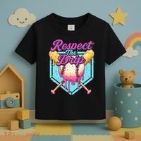 Baseball Drip Boy Home Plate Sports Respect The Drip  Toddler T-Shirt thumb 3