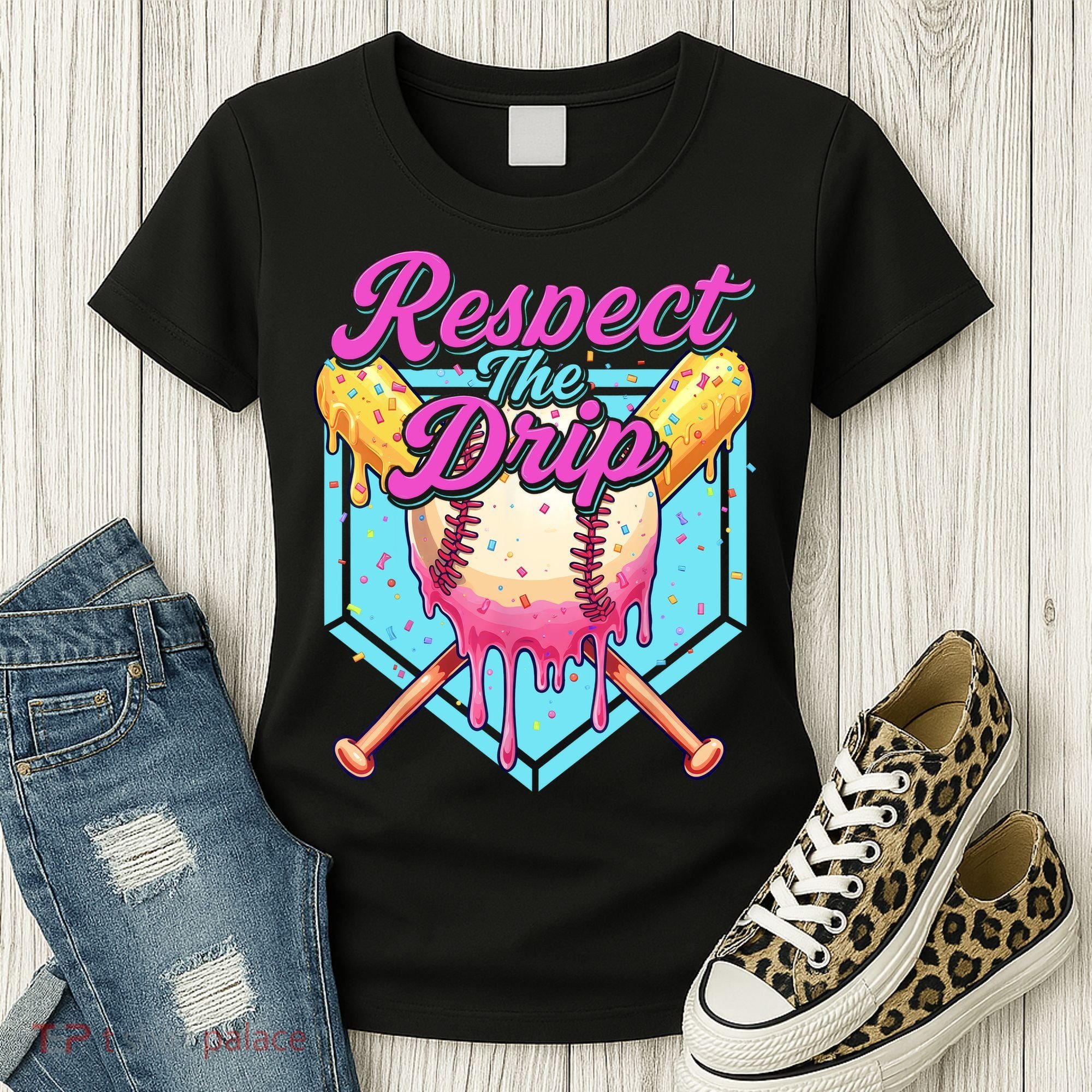 Baseball Drip Boy Home Plate Sports Respect The Drip  Women's T-Shirt