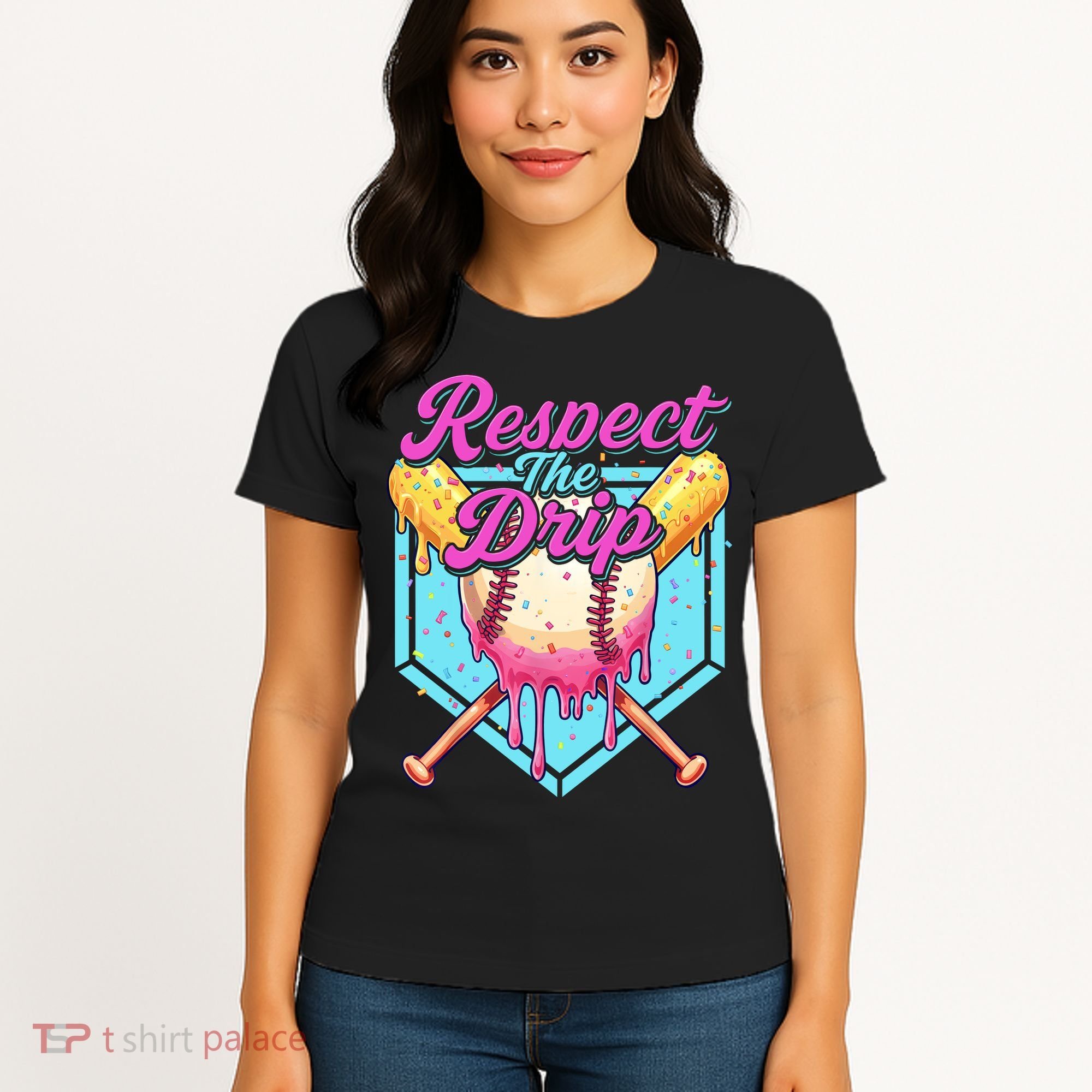 Baseball Drip Boy Home Plate Sports Respect The Drip  Women's T-Shirt