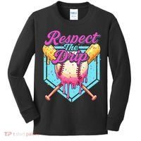Baseball Drip Boy Home Plate Sports Respect The Drip  Kids Long Sleeve Shirt thumb 0