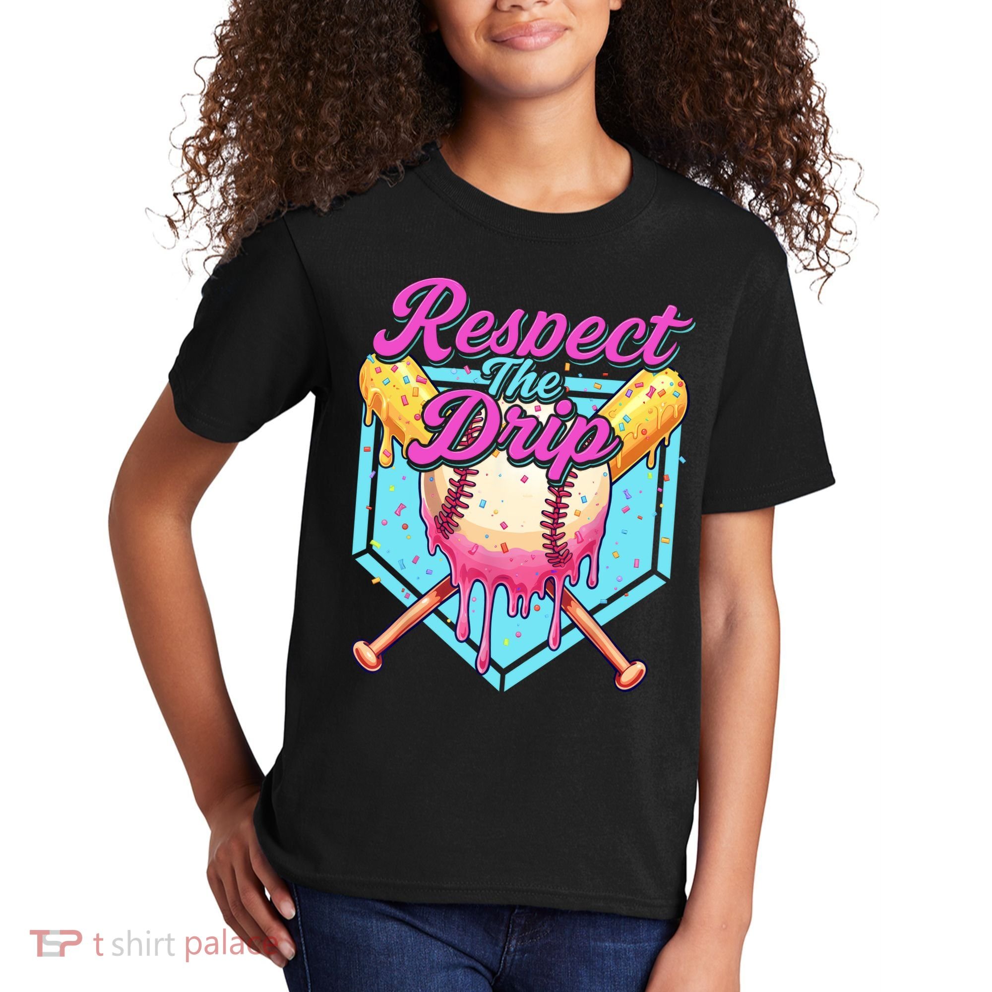 Baseball Drip Boy Home Plate Sports Respect The Drip  Kids T-Shirt