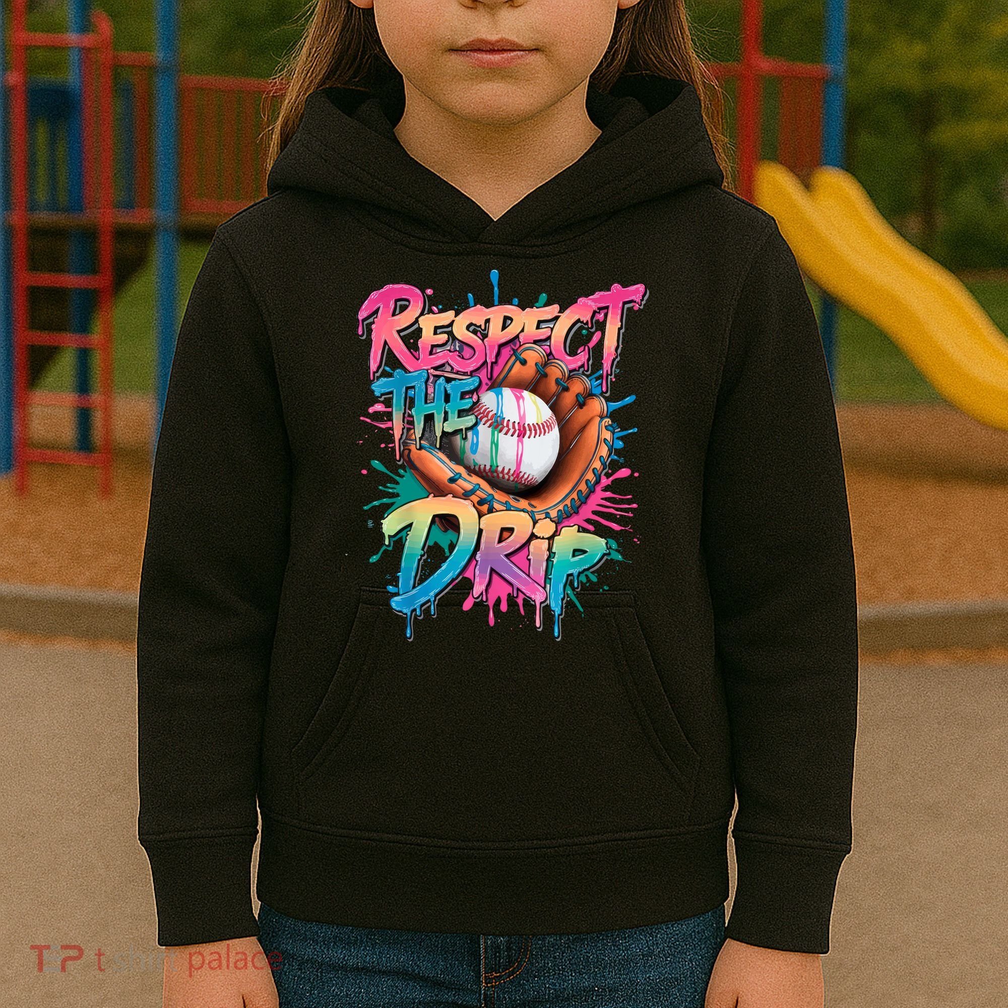 Baseball Drip Boy Ice Cream Drip Respect The Drip  Kids Hoodie