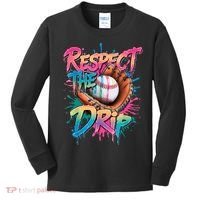 Baseball Drip Boy Ice Cream Drip Respect The Drip  Kids Long Sleeve Shirt thumb 0
