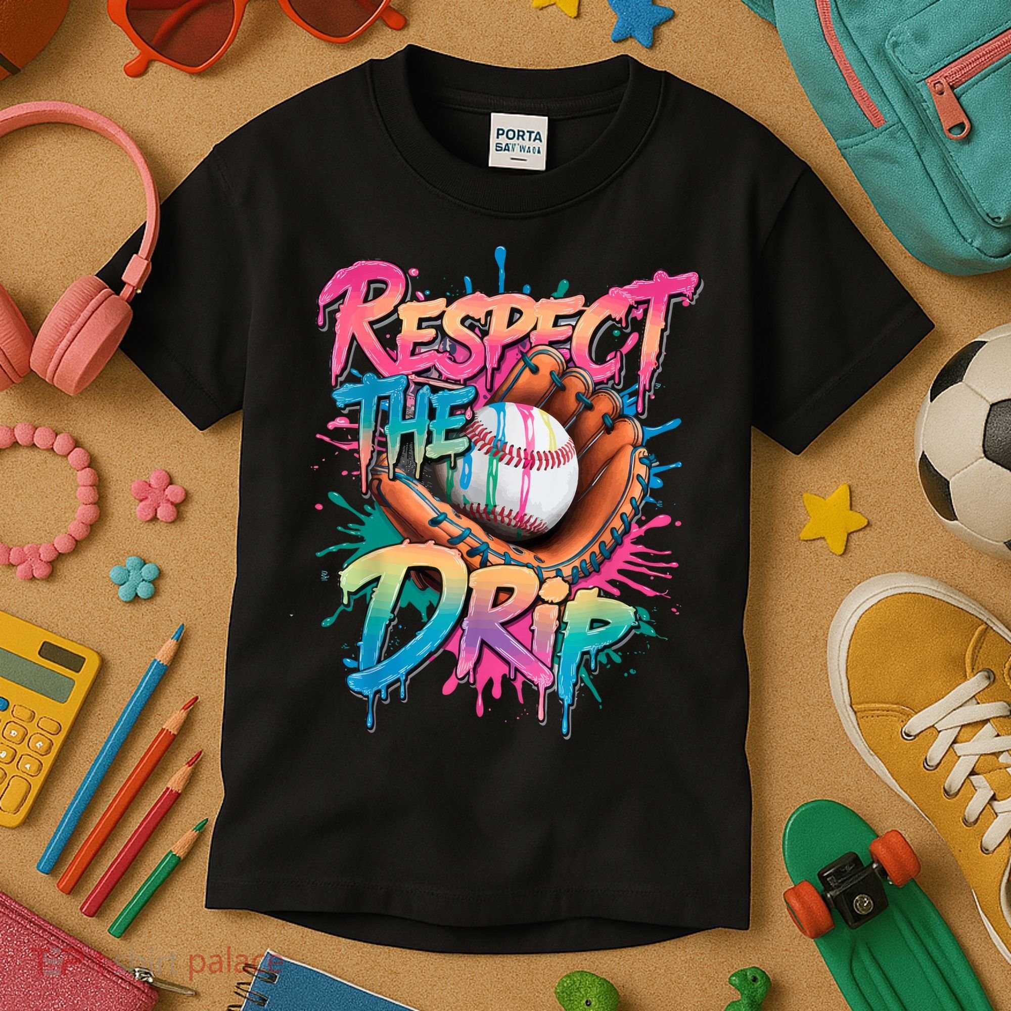 Baseball Drip Boy Ice Cream Drip Respect The Drip  Kids T-Shirt