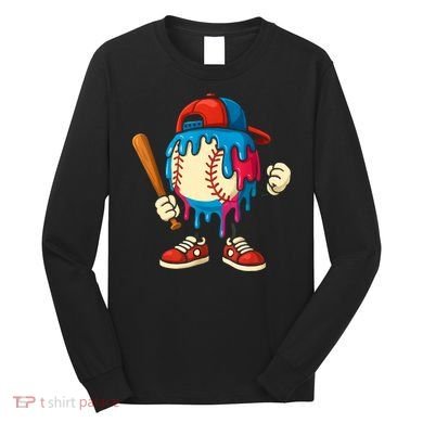 Baseball Drip Boy Ice Cream Drip Sport Game Day  Long Sleeve Shirt