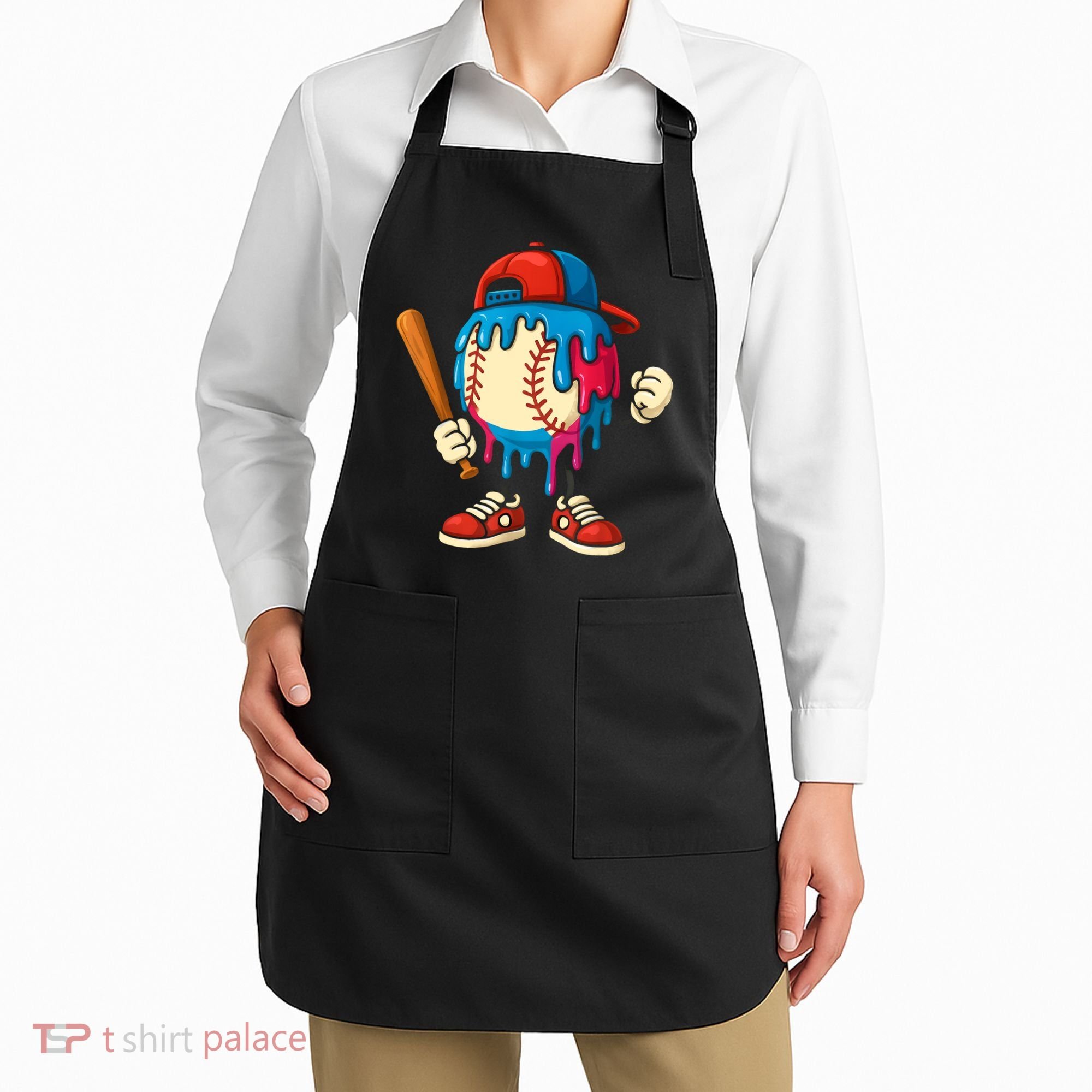 Baseball Drip Boy Ice Cream Drip Sport Game Day  Apron