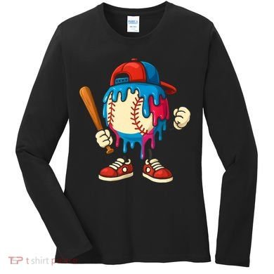 Baseball Drip Boy Ice Cream Drip Sport Game Day  Women's Long Sleeve Shirt