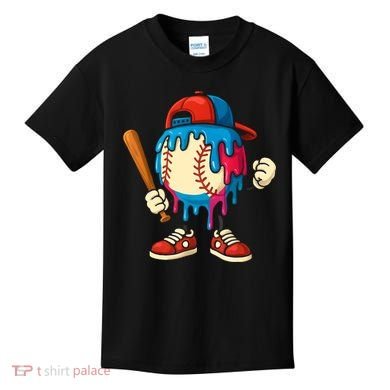 Baseball Drip Boy Ice Cream Drip Sport Game Day  Kids T-Shirt