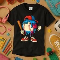 Baseball Drip Boy Ice Cream Drip Sport Game Day  Kids T-Shirt thumb 3