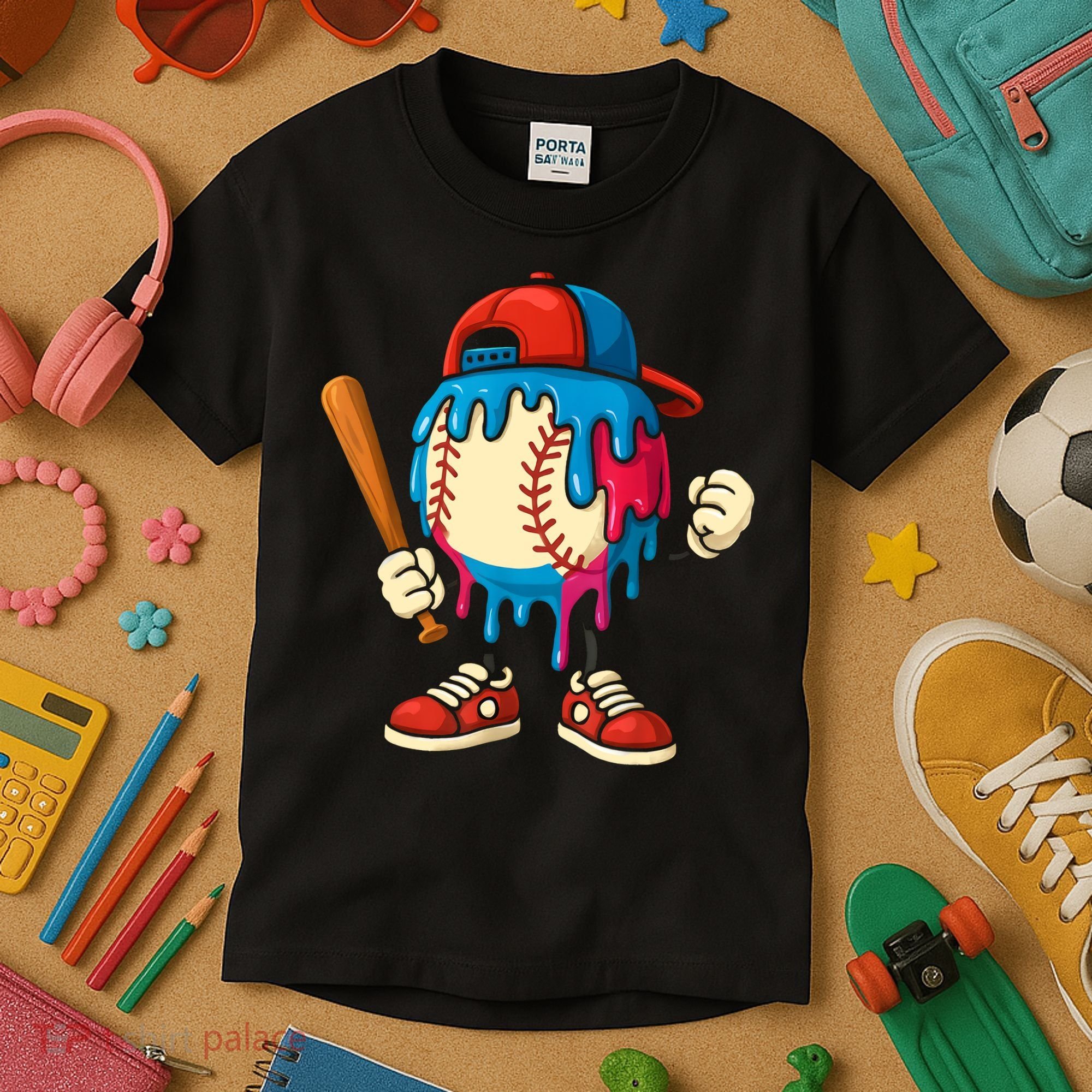 Baseball Drip Boy Ice Cream Drip Sport Game Day  Kids T-Shirt
