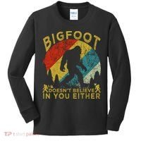 Bigfoot Doesn't Believe In You Either Kids Long Sleeve Shirt thumb 0