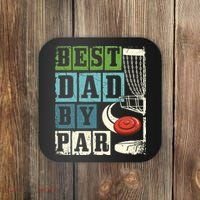 Best Dad By Par Funny Disc Golf Player Flying Disc Golfer Coaster thumb 0