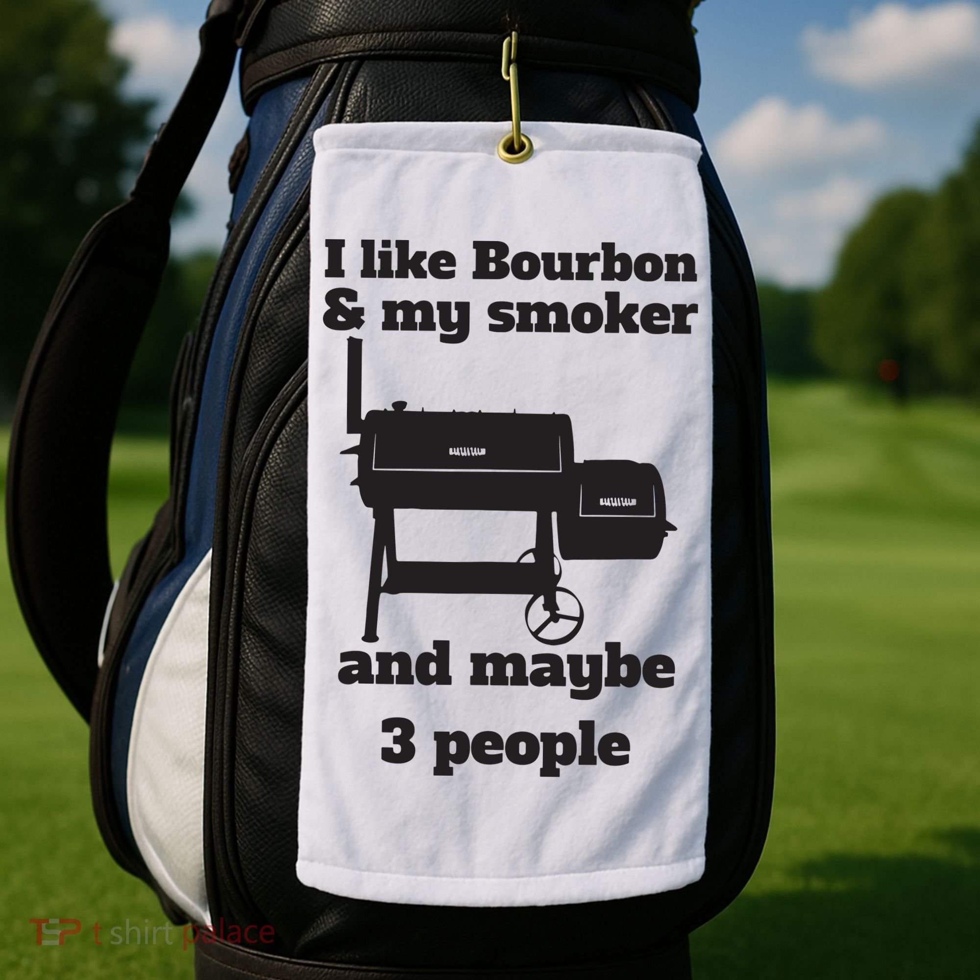 Best Dad BBQ Smoker Grill Lover Bourbon Whiskey Golf Towel
