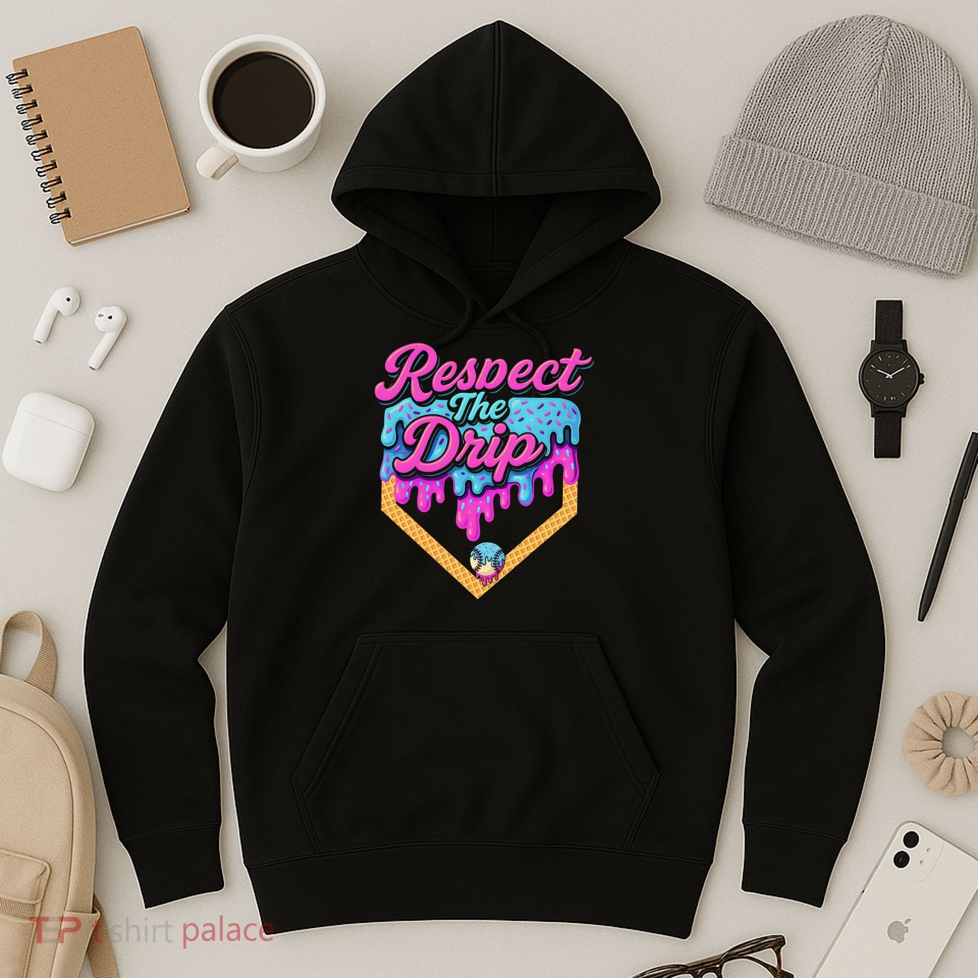 Baseball Drip B.oys Home Plate Ice Cream Respect The Drip Hoodie