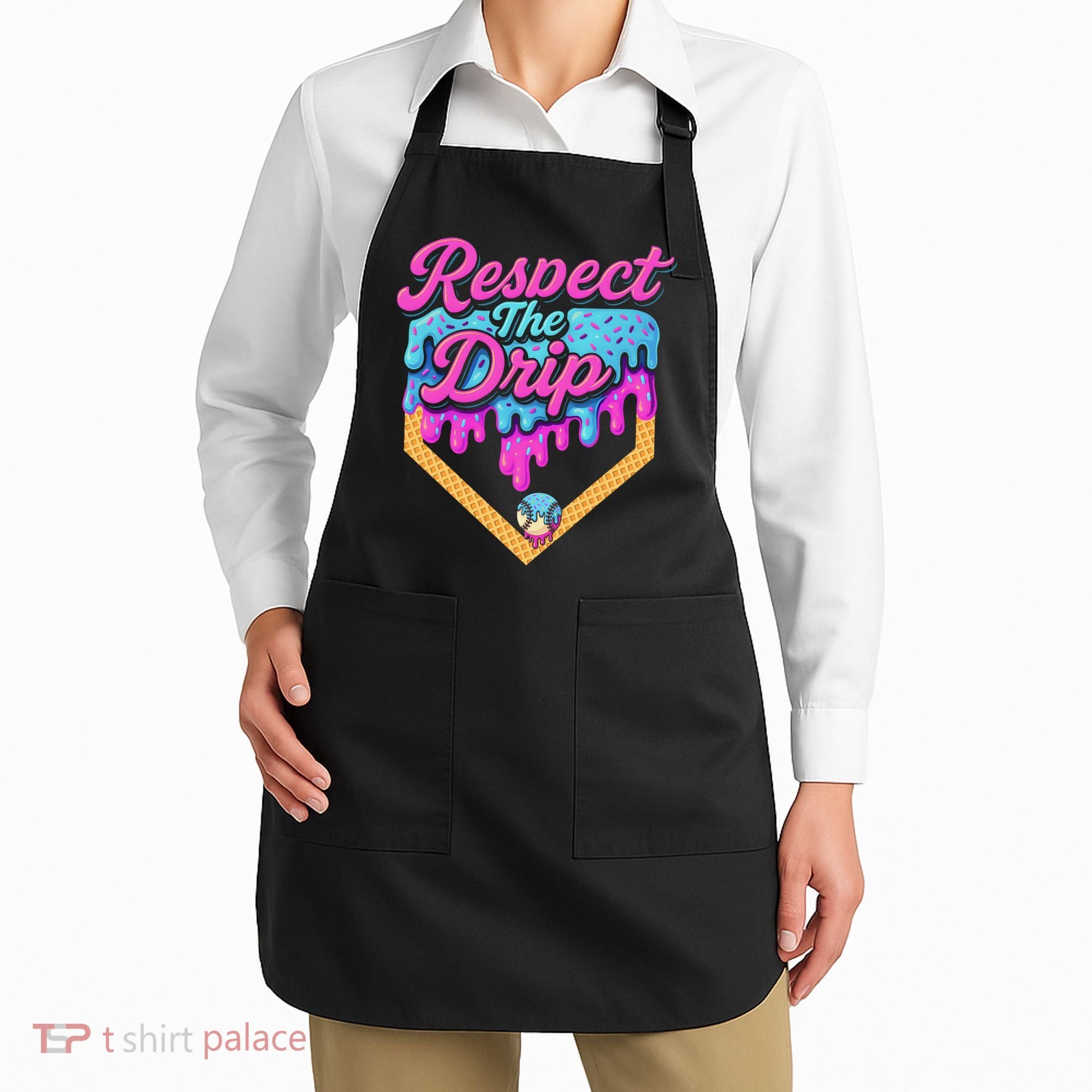 Baseball Drip B.oys Home Plate Ice Cream Respect The Drip Apron