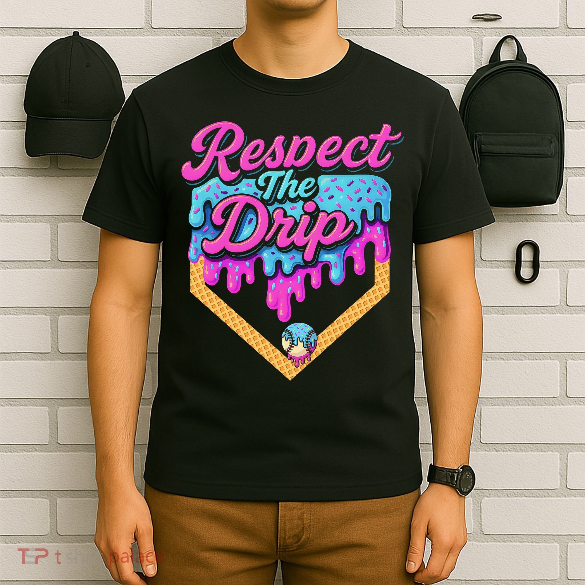 Baseball Drip B.oys Home Plate Ice Cream Respect The Drip T-Shirt