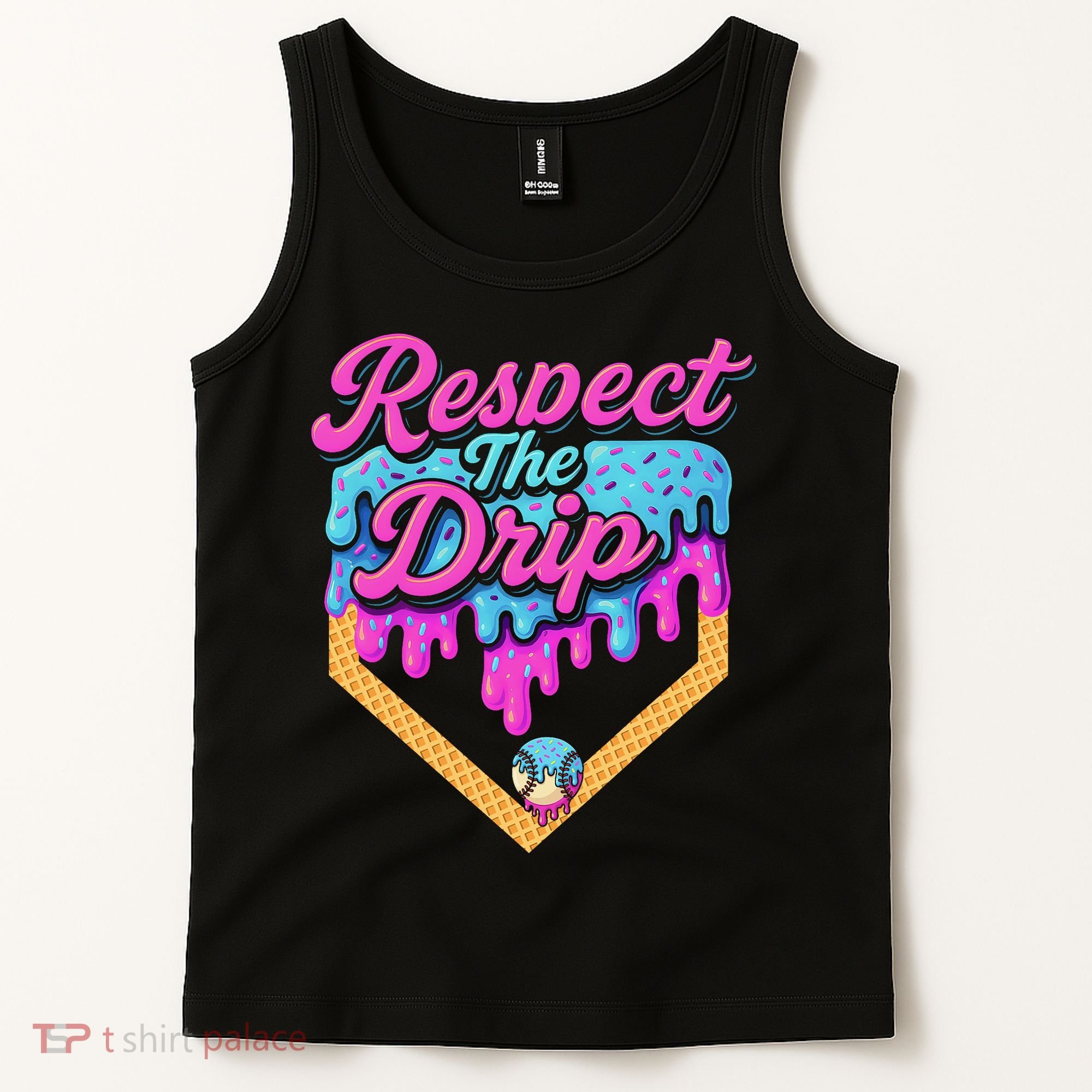 Baseball Drip B.oys Home Plate Ice Cream Respect The Drip Tank Top