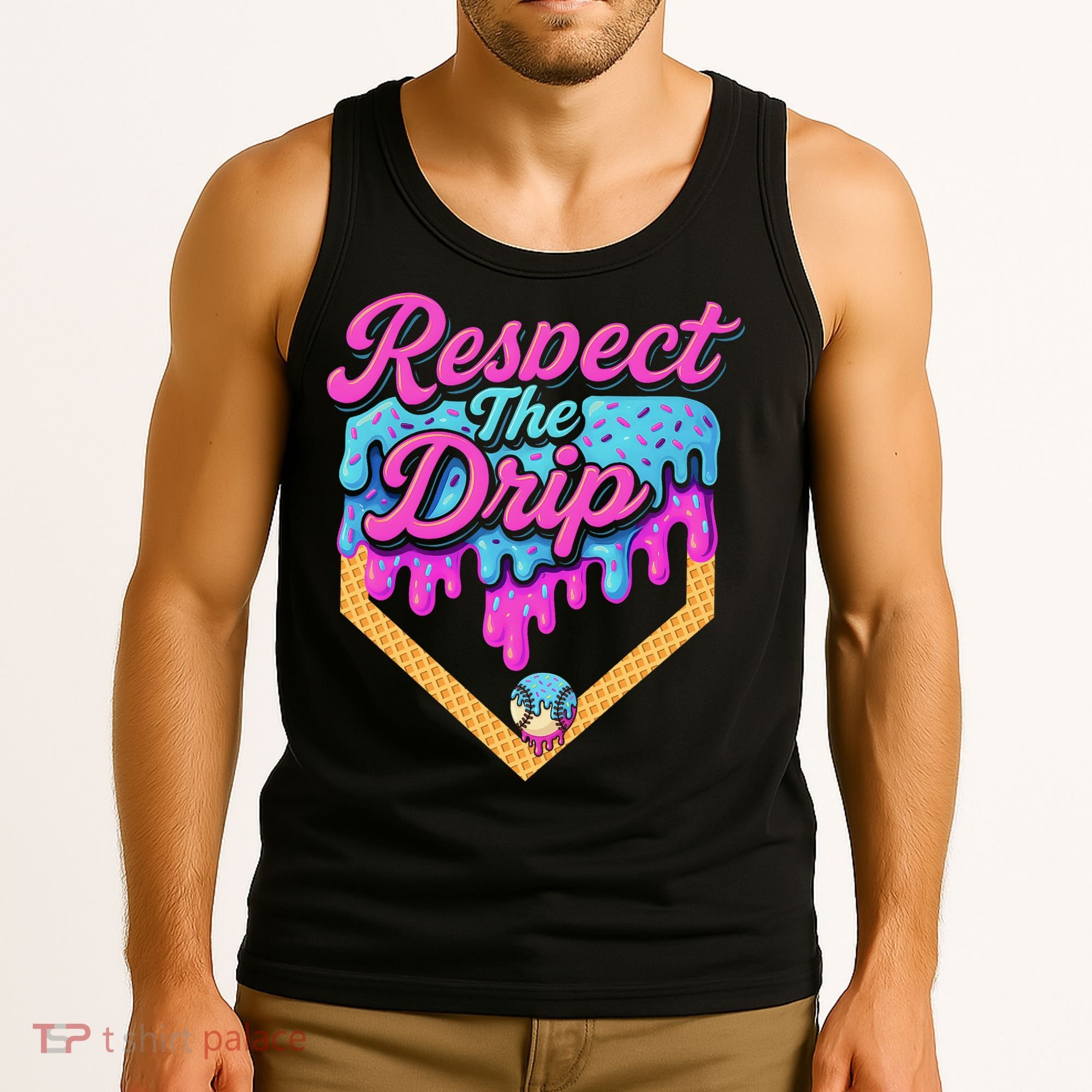 Baseball Drip B.oys Home Plate Ice Cream Respect The Drip Tank Top