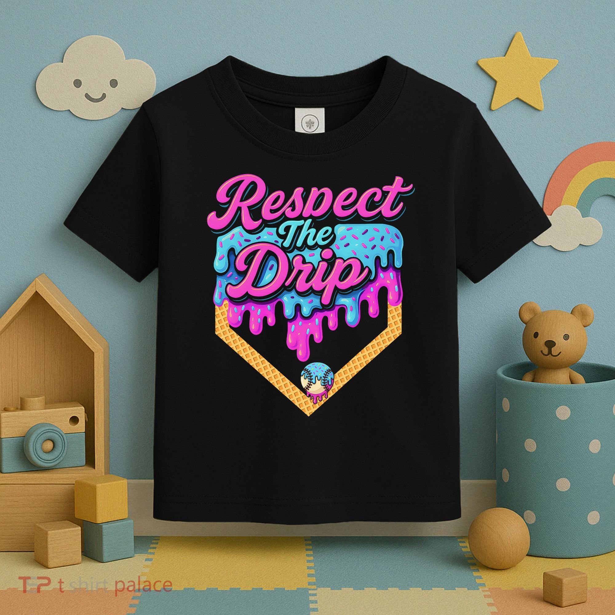 Baseball Drip B.oys Home Plate Ice Cream Respect The Drip Toddler T-Shirt