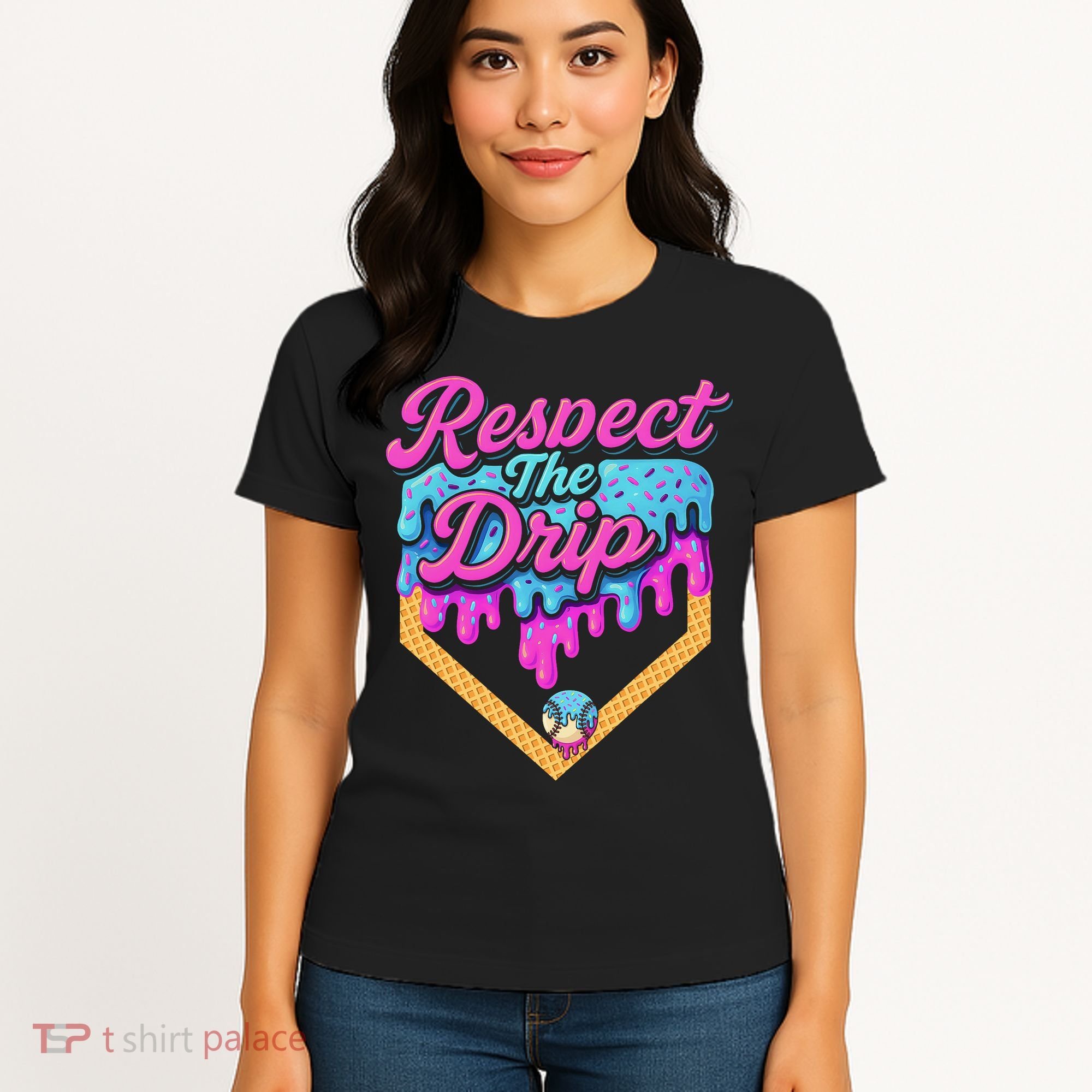 Baseball Drip B.oys Home Plate Ice Cream Respect The Drip Women's T-Shirt