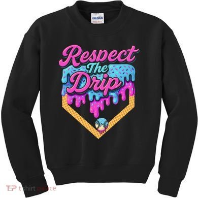 Baseball Drip B.oys Home Plate Ice Cream Respect The Drip Kids Sweatshirt