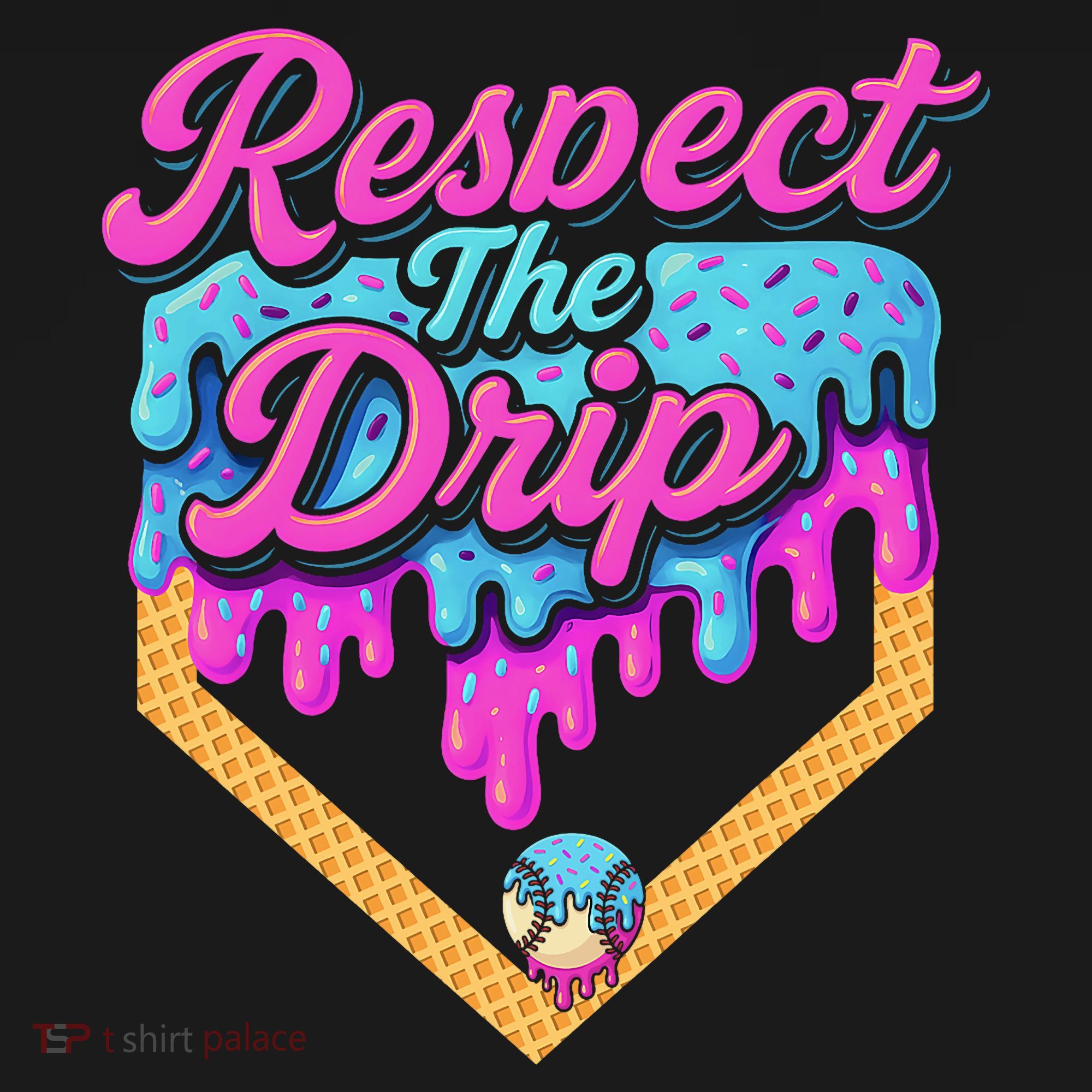 Baseball Drip B.oys Home Plate Ice Cream Respect The Drip Kids Sweatshirt
