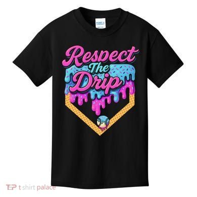 Baseball Drip B.oys Home Plate Ice Cream Respect The Drip Kids T-Shirt