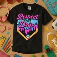Baseball Drip B.oys Home Plate Ice Cream Respect The Drip Kids T-Shirt thumb 3
