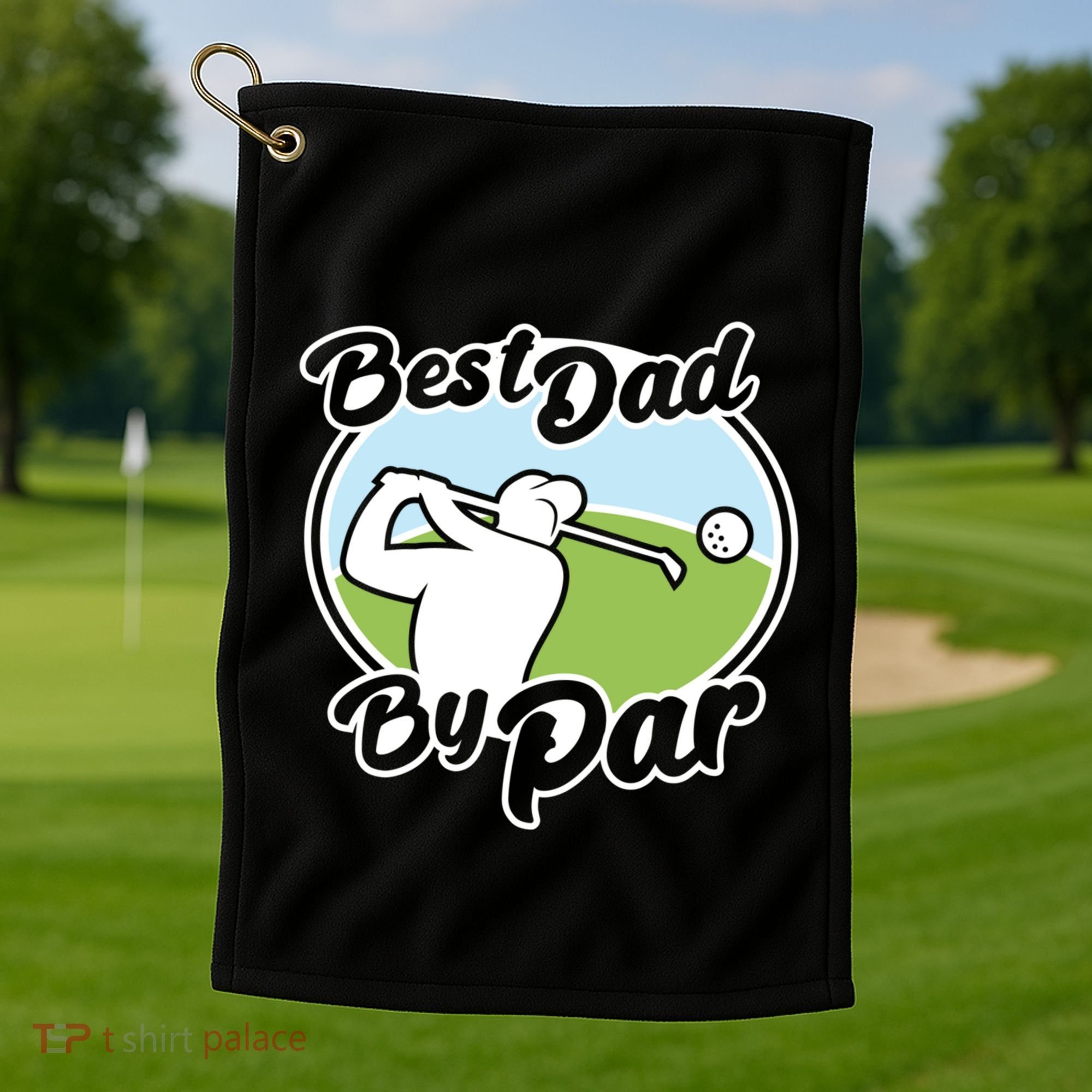 Best Dad By Par Funny Father's Day Golf Funny Gift Golf Towel