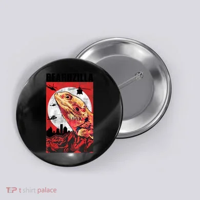 Bearded Dragon Beardzilla Funny Bearded Dragon Button