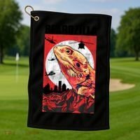 Bearded Dragon Beardzilla Funny Bearded Dragon Golf Towel thumb 1