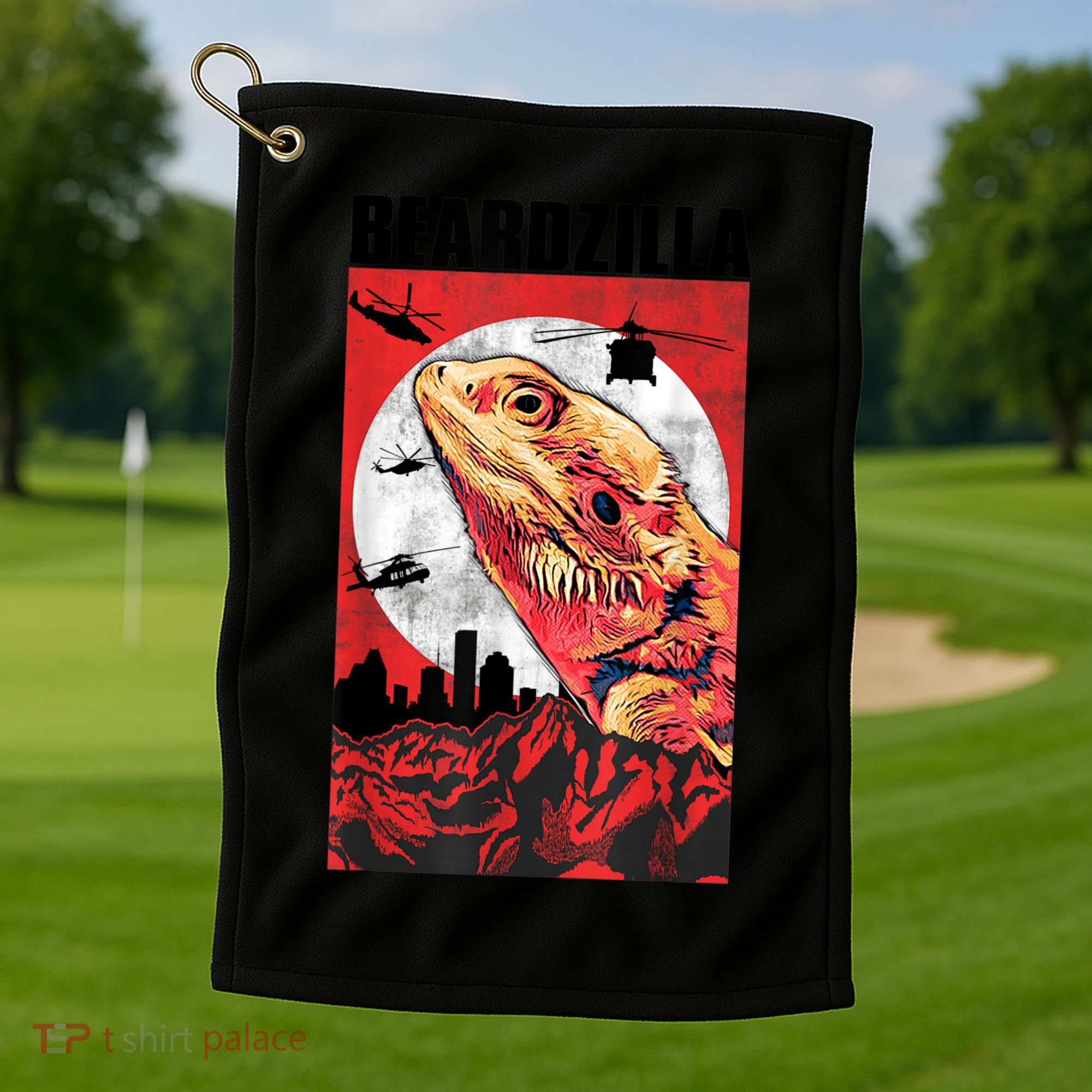 Bearded Dragon Beardzilla Funny Bearded Dragon Golf Towel