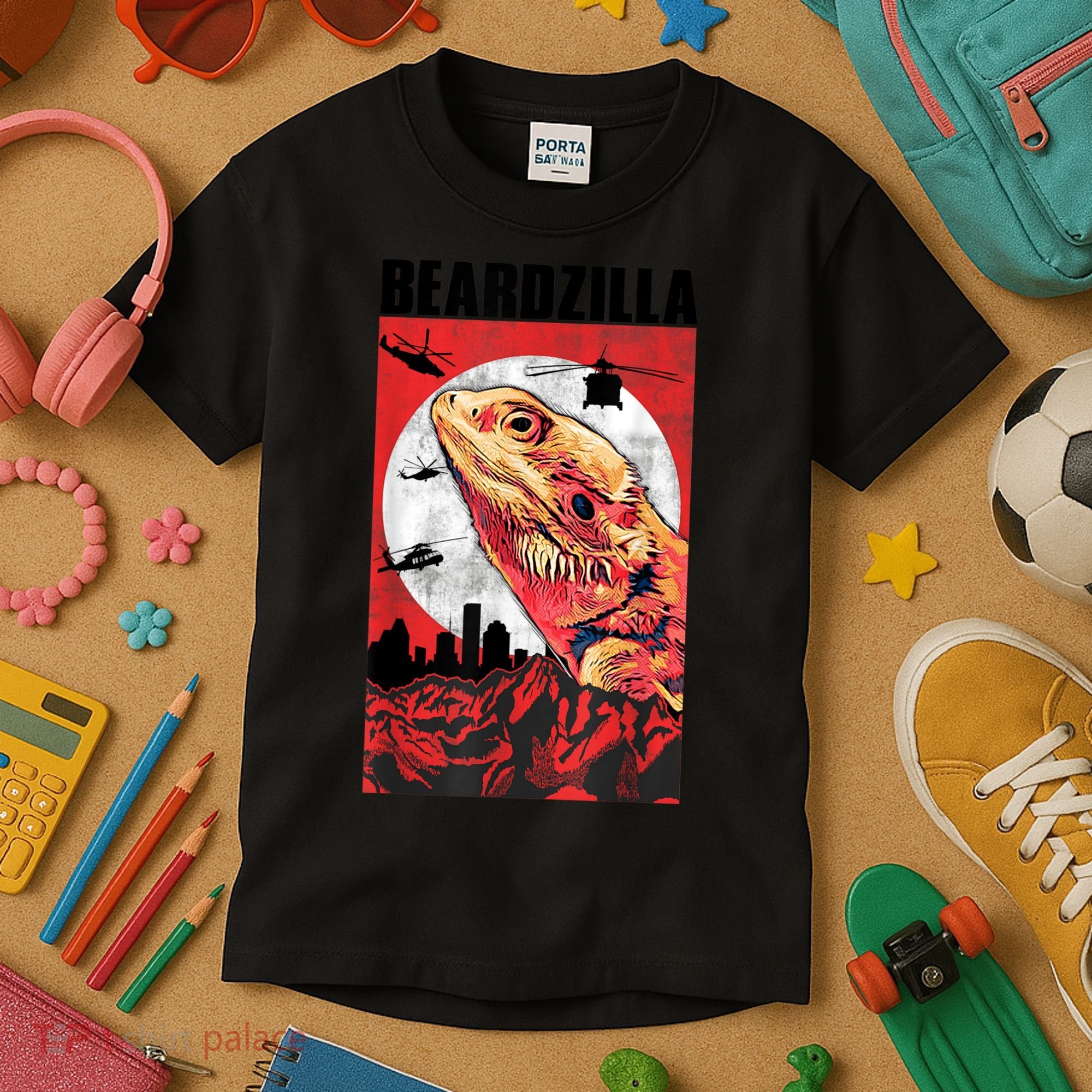 Bearded Dragon Beardzilla Funny Bearded Dragon Kids T-Shirt