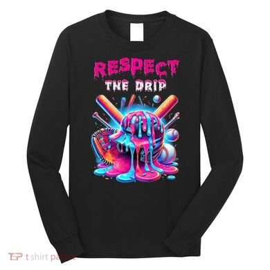 Baseball Drip B.oys Ice Cream Drip Yout.h Respect The Drip Long Sleeve Shirt