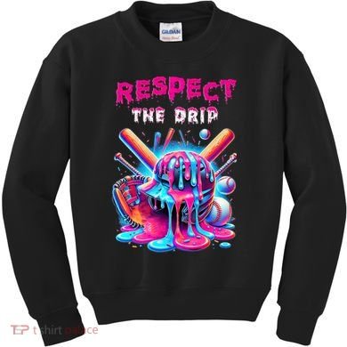 Baseball Drip B.oys Ice Cream Drip Yout.h Respect The Drip Kids Sweatshirt