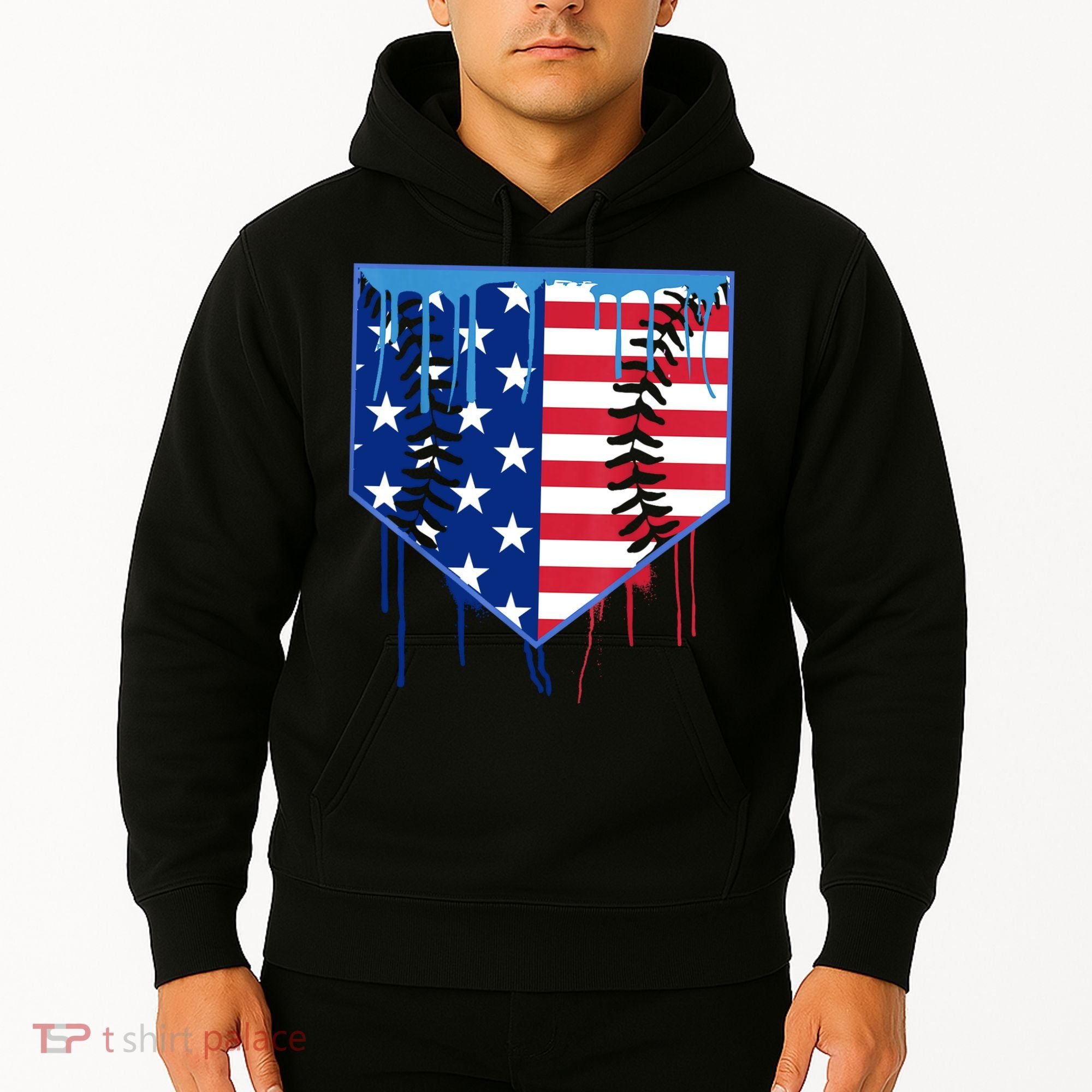 Baseball Drip Boys Ice Cream Patriotic American Flag Hoodie