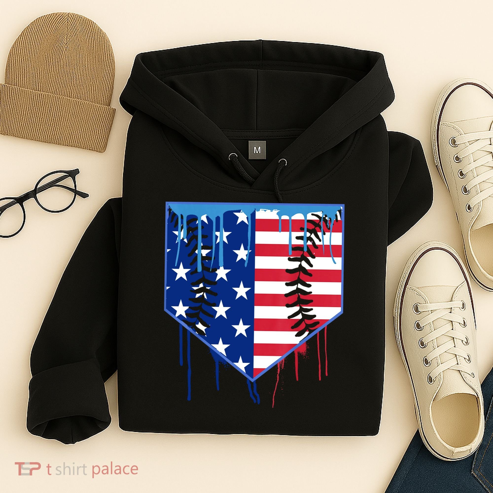 Baseball Drip Boys Ice Cream Patriotic American Flag Hoodie