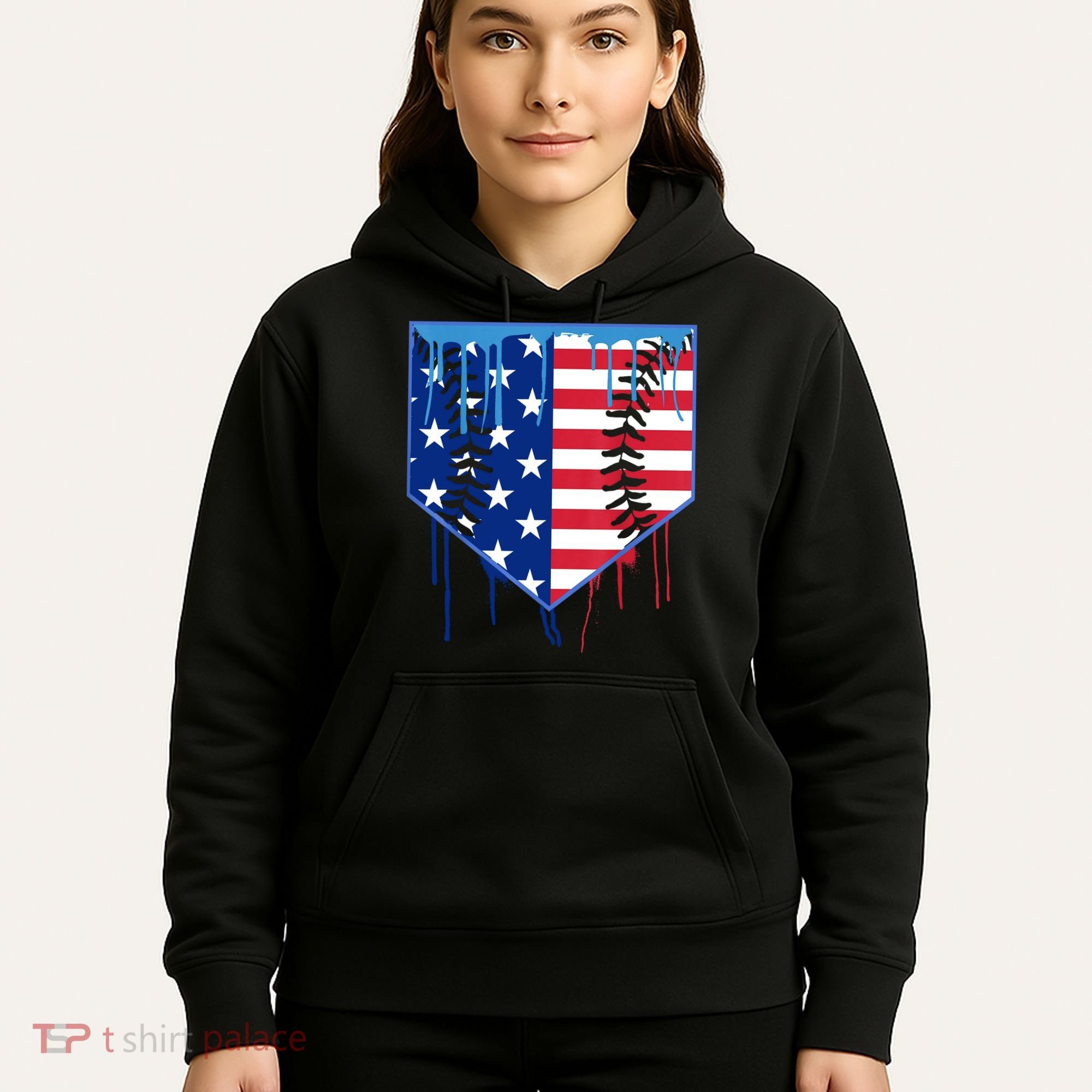 Baseball Drip Boys Ice Cream Patriotic American Flag Hoodie