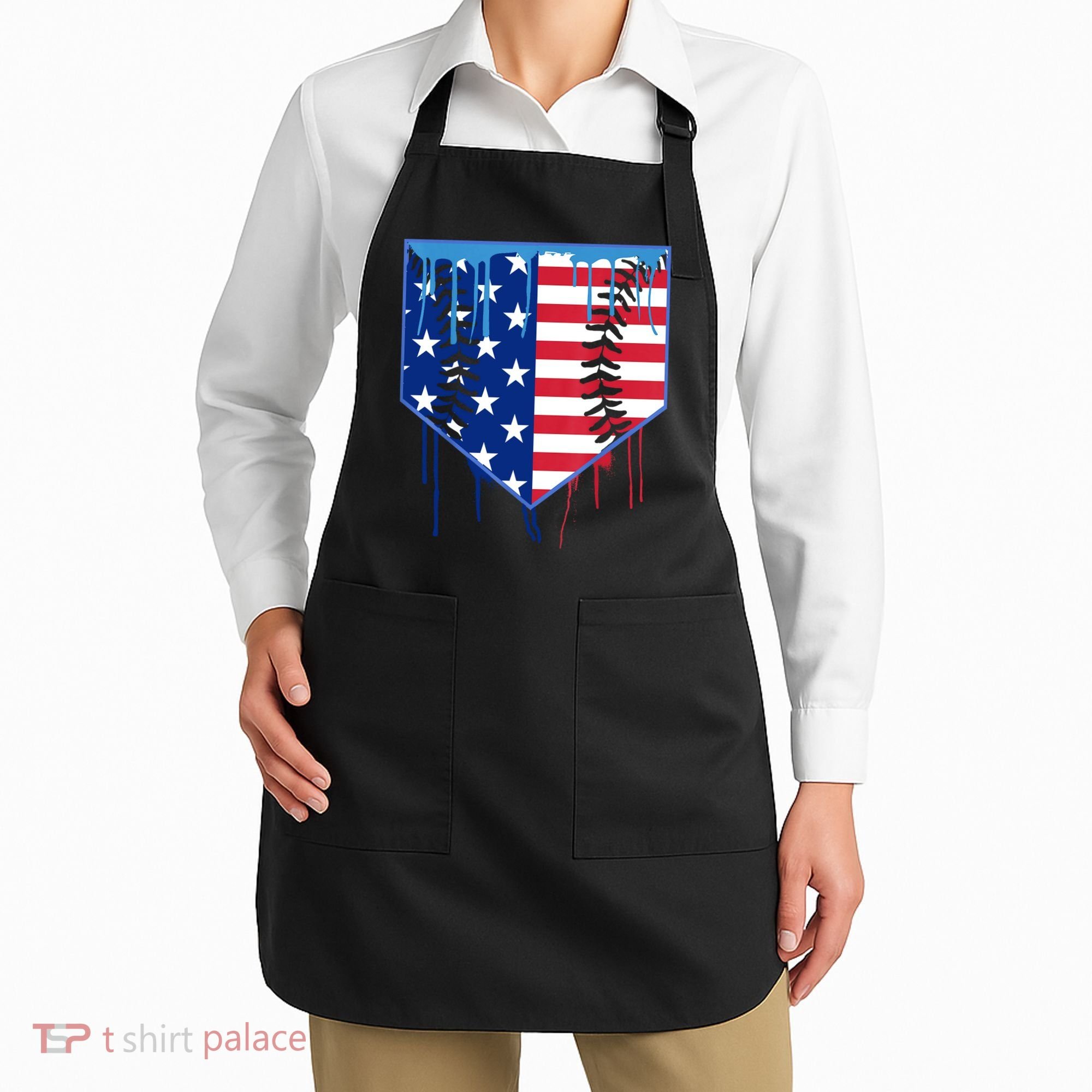 Baseball Drip Boys Ice Cream Patriotic American Flag Apron